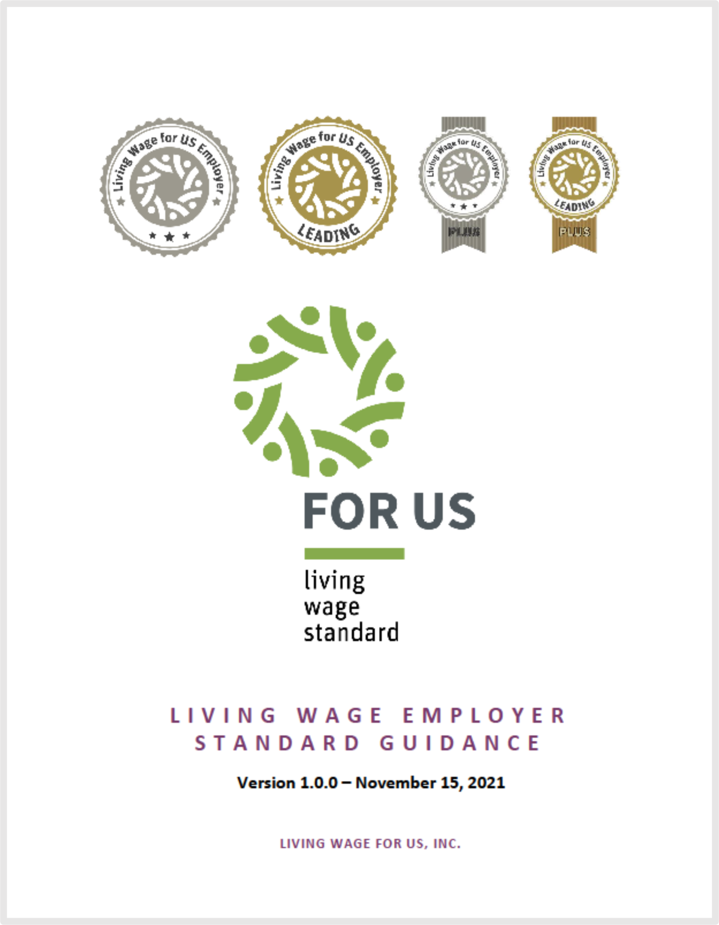 For US Living Wage Standard Guidance